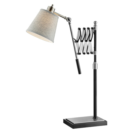LITE SOURCE Extendable Table Lamp Bn/Black/L.Grey Fabric Shade A 40W LS-23145
